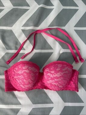 Aerie Strapless Lace Balconette Bra - Hot Pink 32B